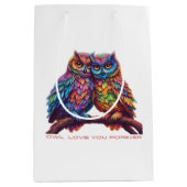 カラフルフクロウの愛鳥 –  ミディアムペーパーバッグ (正面)