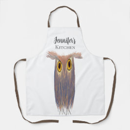 カラフルフクロウの絵画水彩長エプロン エプロン