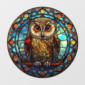 カラフルフクロウフェイク鳥ステンドグラス ウィンドウサイン (シート)