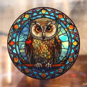 カラフルフクロウフェイク鳥ステンドグラス ウィンドウサイン (シート2)