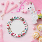 カラフルフクロウ型 ペーパープレート (パーティー)