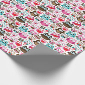 カラフルフクロウ模様 ラッピングペーパー (角)