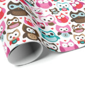 カラフルフクロウ模様 ラッピングペーパー (ロールコーナー)