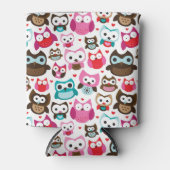 カラフルフクロウ模様 缶クーラー (正面)