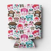 カラフルフクロウ模様 缶クーラー (裏面)