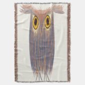 カラフルフクロウ絵画の スローブランケット (正面縦)