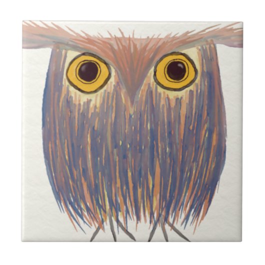 カラフルフクロウ絵画の タイル (正面)
