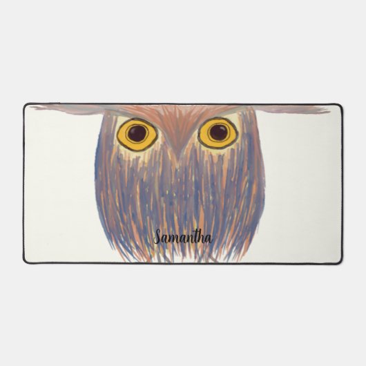 カラフルフクロウ絵画の デスクマット (正面)
