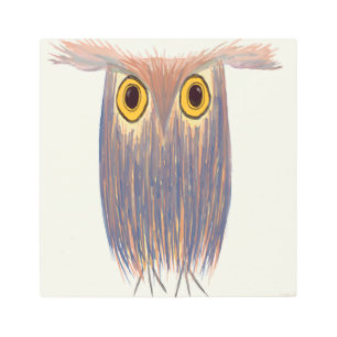 カラフルフクロウ絵画の メタルプリント