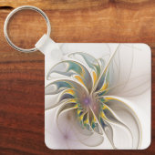 カラフルフラクタルオーナメント。抽象芸術の花 キーホルダー (正面)