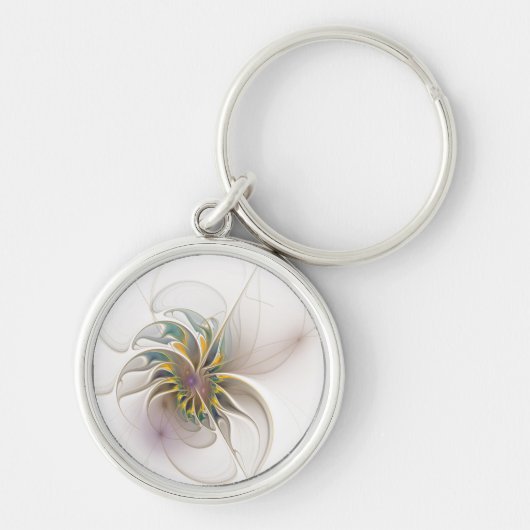 カラフルフラクタルオーナメント。抽象芸術の花 キーホルダー (正面)