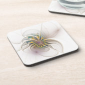 カラフルフラクタルオーナメント。抽象芸術の花 コースター (左側)