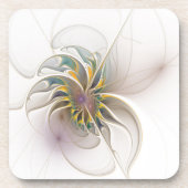 カラフルフラクタルオーナメント。抽象芸術の花 コースター (正面)