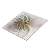 カラフルフラクタルオーナメント。抽象芸術の花 タイル (側面)