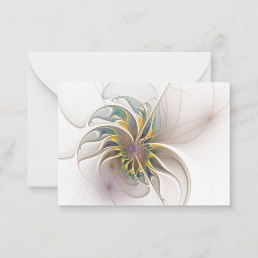 カラフルフラクタルオーナメント。抽象芸術の花 ノートカード (正面)