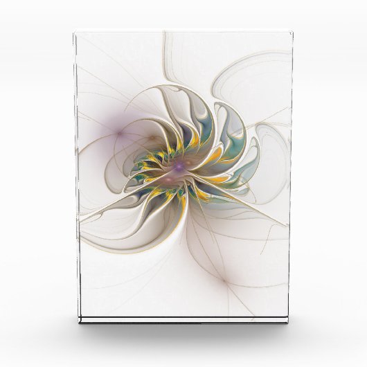 カラフルフラクタルオーナメント。抽象芸術の花 フォトブロック (正面)