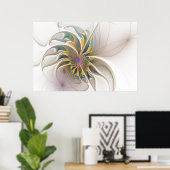 カラフルフラクタルオーナメント。抽象芸術の花 ポスター (ホームオフィス)