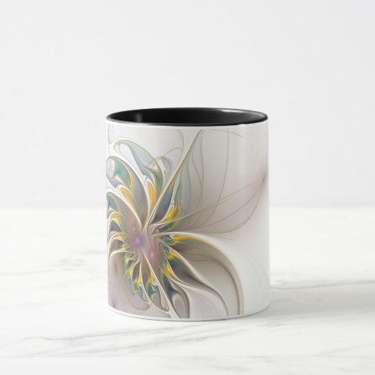 カラフルフラクタルオーナメント。抽象芸術の花 マグカップ (中央)