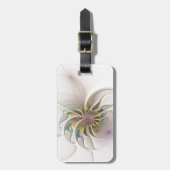 カラフルフラクタルオーナメント。抽象芸術の花 ラゲッジタグ (正面縦)