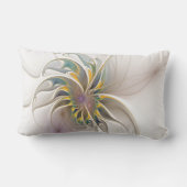 カラフルフラクタルオーナメント。抽象芸術の花 ランバークッション (裏面)