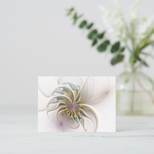 カラフルフラクタルオーナメント。抽象芸術の花 割引カード (スタンド正面)