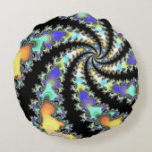 カラフルフラクタル円枕の回転 ラウンドクッション (裏面)