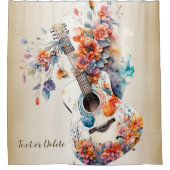 カラフルフラワーギター楽器エレガント シャワーカーテン (正面)