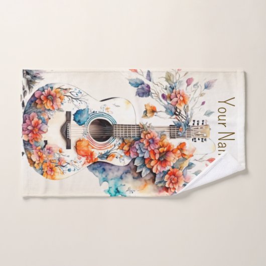 カラフルフラワーギター楽器エレガント バスタオルセット (ハンドタオル)