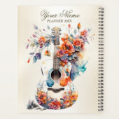カラフルフラワーギター楽器エレガント プランナー手帳 (裏面)