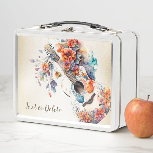 カラフルフラワーギター楽器エレガント メタルランチボックス (インサイチュ)