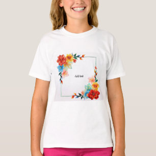 カラフルフラワーフレーム テンプレート 名前入れ Tシャツ