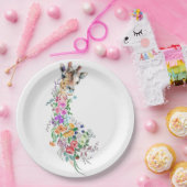 カラフルフラワーブーケキリン – スケッチモダン ペーパープレート (パーティー)