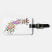 カラフルフラワーブーケキリン – スケッチモダン ラゲッジタグ (正面横)