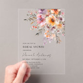 カラフルフラワーブーケブライダルシャワー アクリル招待状 (インサイチュ (ポータブル))