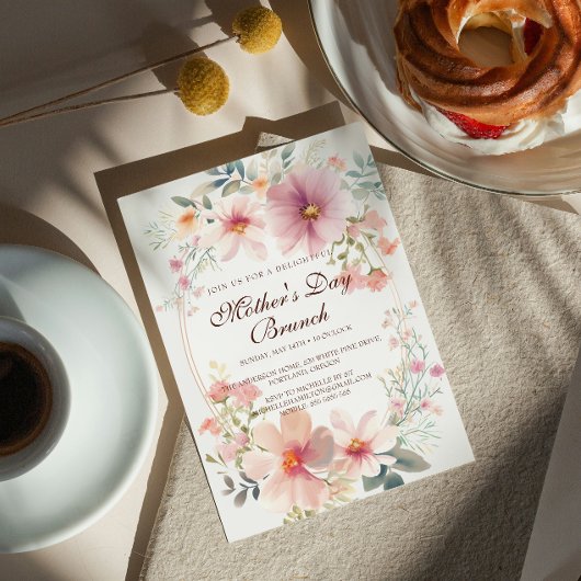 カラフルフラワーマザーズデイブランチ招待状 招待状
