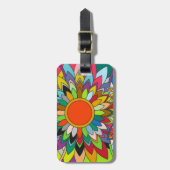 カラフルフラワーマンダラヤエイデザイン ラゲッジタグ (正面縦)