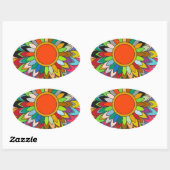 カラフルフラワーマンダラヤエイデザイン 楕円形シール (シート)