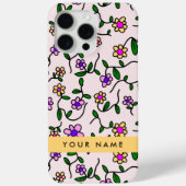 カラフルフラワー、ピンク背景、イエロー Case-Mate iPhoneケース (裏面)