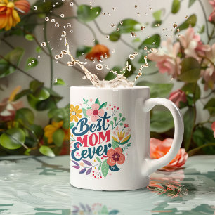 カラフルフラワー ベストマムエバー コーヒーマグカップ