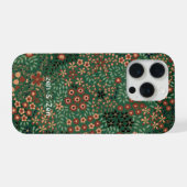 カラフルフラワー 和風アート 緑と赤 iPhoneケース (裏面横)