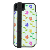 カラフルフラワー、花柄、グリーン、ボホ INCIPIO iPhoneウォレットケース (フォリオ裏面)