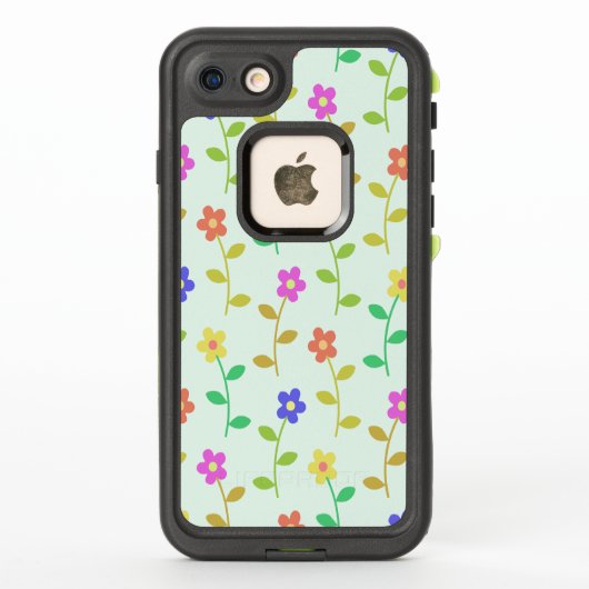 カラフルフラワー、花柄、グリーン、ボホ LifeProof iPhoneケース (裏面)