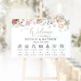 カラフルフラワー、野の花、結婚式のタイムライン ポスター