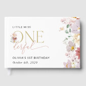 カラフルフラワー、野の花、1歳の誕生日 ゲストブック (正面)