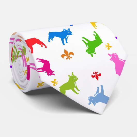 カラフルフランスのなブルドッグ ネクタイ (ロール)