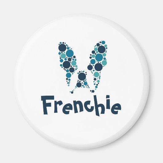 カラフルフランスのサークル付きブルドッグ マグネット (正面)