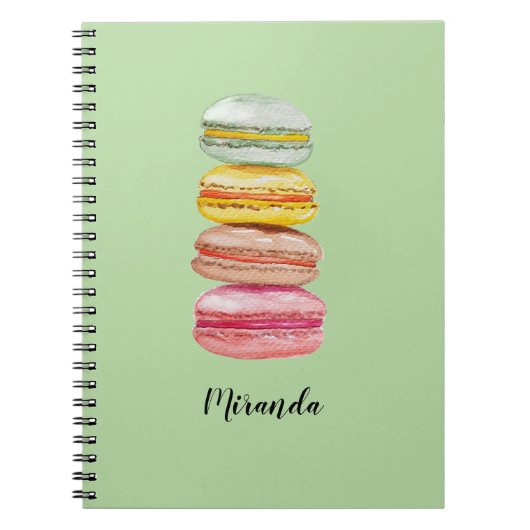 カラフルフランスのマカロン水彩手絵を描指 ノートブック (正面)