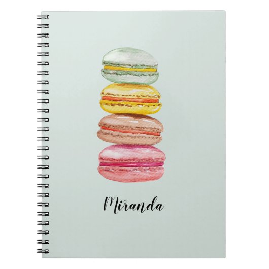 カラフルフランスのマカロン水彩手絵を描指 ノートブック (正面)