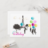 カラフルフランスのマカロン遊誕生日 カード (正面/裏面インサイチュ)