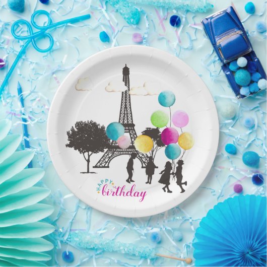 カラフルフランスのマカロン遊誕生日 ペーパープレート (パーティー)